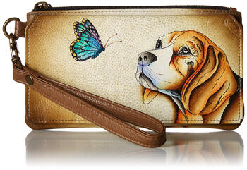 Anna by anuschka women's leather hand-painted storage wallet puppy love one size puppy love one size