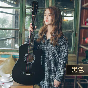 Kamaha genuine guitar beginner 38 novice practice 41-inch entry-level folk acoustic guitar female instrument 38-inch black spruce veneer single piano + tutorial + 123 strings