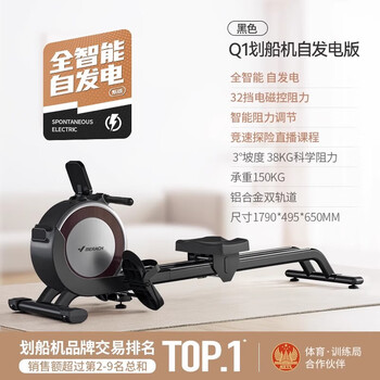 Merrick* painting rowing machine household magnetic resistance silent super fat burning fitness equipment comprehensive trainer small boat sliding q1 self-powered ink black-38kg magnetic resistance-aluminum alloy