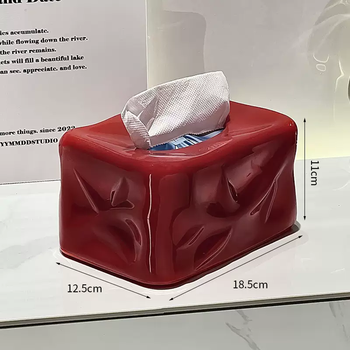 Yusenyi light luxury desktop tissue box living room napkin box creative storage coffee table high-end toilet paper box ornaments high-end cinnabar red