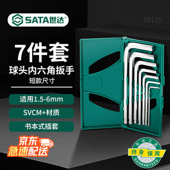 Sata 09125 hexagonal wrench set 1.5-6mm hexagonal screwdriver 7-piece hexagonal wrench set