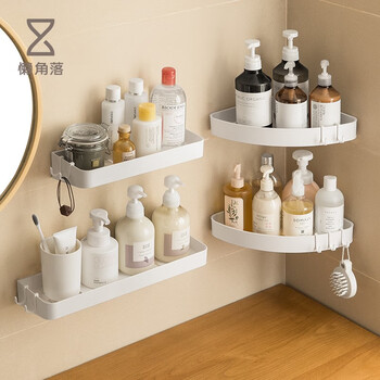 Lazy corner bathroom rack wall-mounted bathroom rack no punching bathroom toilet toilet storage rack sector 2 pack