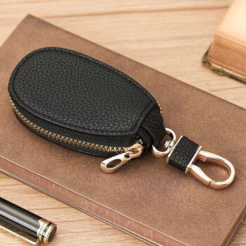 Ye yu litchi pattern car key bag unisex car key storage bag creative fashion simple pendant keychain simple litchi pattern key bag 02 black