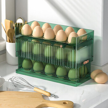 Egg carton refrigerator storage box egg plastic home kitchen storage crisper organizer foldable desktop transparent 5071 white