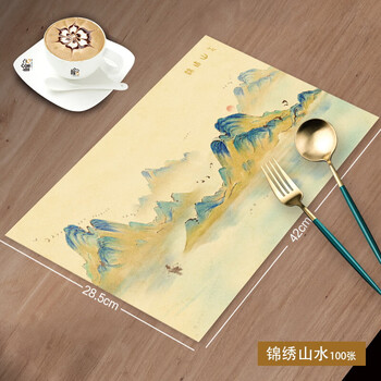 Erzhi disposable placemat paper western food home dining mat nordic style restaurant birthday party table mat paper place paper splendid landscape 100 sheets