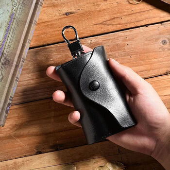 Ye yunan genuine leather key bag simple large capacity multi-functional women's leather key bag household key bag card holder two-in-one black-6 keychains