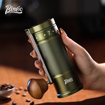 Bincoo hand grinder portable foldable steel core hand grinder manual coffee bean grinder olive green six-star stainless steel grinding core