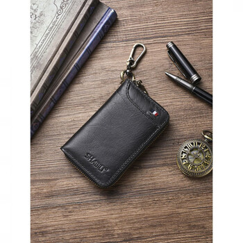 Ye yuliwai cowhide car key bag genuine leather home key protection leather case access card key bag multi-card slot wallet black no specifications
