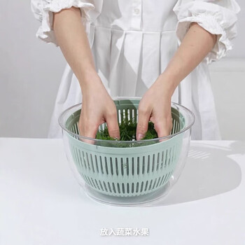 Zailu 2025 new manual rotating fruit basket multifunctional vegetable cutter fruit and vegetable dryer vegetable salad dehydrator draining and cutting two-in-one 5l + free cutting board + six blades