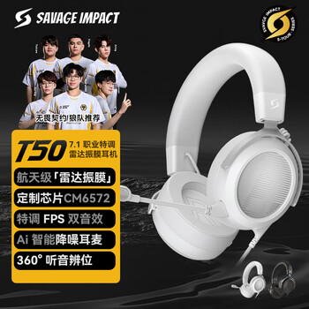 Shuangfeiyan (a4tech) barbarian tribe t50 wired e-sports headset headset haotian wolf team's same model delta action cs fearless contract lightweight bloody ghost game headset silver and white