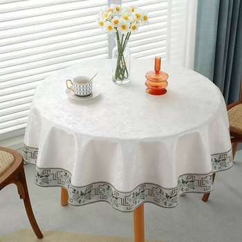 Yusenyi no-wash home atmosphere round table tablecloth anti-scalding 2024 new round waterproof high-grade anti-sensory oil tablecloth rose beige (edged version) customized size change price (returns not supported)