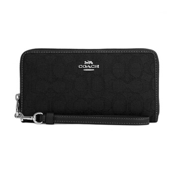 Coach zip around wallet 19 classic presbyopia logo zipper closure iconic jacquard cowhide wallet basic package (bag + dust bag)