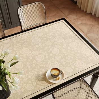 Yusenyi light luxury hot feeling dining table oil tablecloth waterproof anti-mat anti-high-grade no-wash pad tabletop coffee table heat insulation maria rose 65x130cm