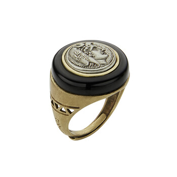 Totwoo smart nfc transfer ring black technology ancient coin retro light luxury niche design self-discipline social ring prosperous love afdelote men's style - adjustable 56.5mm-63mm