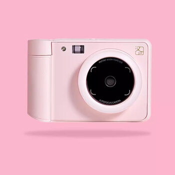 Hanyin camera one-time imaging camera color photo printer digital photo high-definition video pink contains 5 pieces of photo paper, official standard