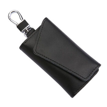 Ye yu genuine leather key bag large capacity clutch men's cowhide waist hanger women's multifunctional portable keychain black