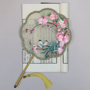 Yusen recalls suzhou embroidery ancient style round fan suzhou chinese style silk fan silk hanfu double-sided embroidered palace fan accessories gift for foreigners good luck craft fan
