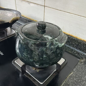 Ogbi tibetan medog stone pot natural soapstone pot handmade finely planed health stew soup pot soft soapstone milk pot special finely planed 21 diameter for 1-3 people