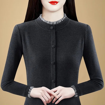 A brief summary of the summer and winter genuine german velvet bottoming shirt for women 2025 new double-sided velvet t-shirt for spring and autumn, high collar pullover shirt that can be worn as an inner layer, dark gray, plus velvet for warmth, xl, recommended 110-120 pounds