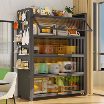 Yimeiyou kitchen storage rack integrated wall storage cabinet cupboard microwave oven storage cabinet household dust-proof multi-layer cabinet extra thick white - two doors and three layers (length 350 depth 32 height 80cm)