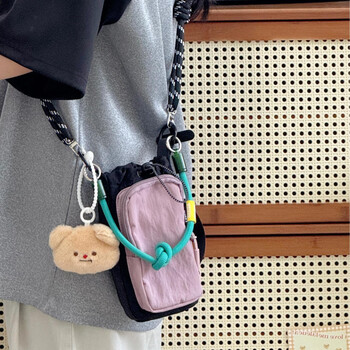 Jin mu workwear crossbody small bag key mobile phone bag male and female student travel outdoor sports light water cup bag crossbody small bag purple no pendant