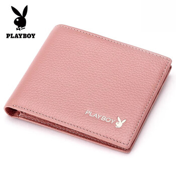 Playboy wallet women's short new genuine leather small coin purse simple student folding wallet women pink