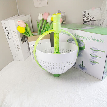 Breeins fruit drain basket salad dehydrator rotating centrifugal force vegetable water spinner fruit creative spin dryer kitchen wash rotating drain basket opp bag