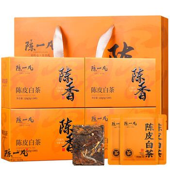Chen yifan tea, tangerine peel white tea, fuding white tea, laoshoumei pressed tea, xinhui tangerine peel gift box, tangerine peel white tea small square slices 120g*4 boxes + gift bag