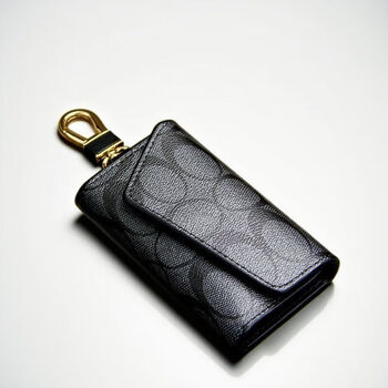 Ye yu 2025 new european and american key bag imitation canvas unisex car key bag large capacity high-end keychain black gray (circle pattern) ordinary style/thin material/easy to get dirty and easy to wear