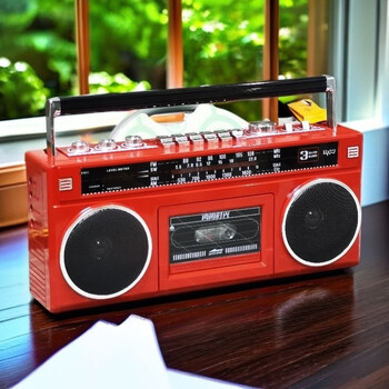 Jinye dual-channel retro tape recorder old-fashioned 80s radio cassette player small bluetooth u disk multi-function player dual-channel red + 4 rechargeable lithium batteries