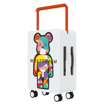 Wide trolley suitcase for women 20-inch boarding trolley suitcase for men, lightweight and silent universal wheel aluminum frame factory violent flower bear c model 20 inches