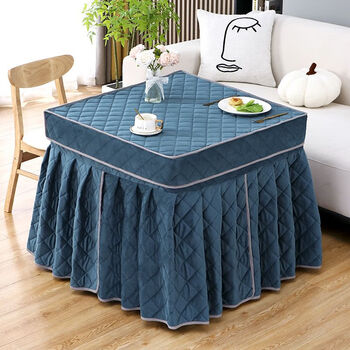 Vinoa plus velvet fire table cover thickened square electric stove fire table cover solid color deep blue rhyme uncovered skirt 80 length * 80 width * 68 height
