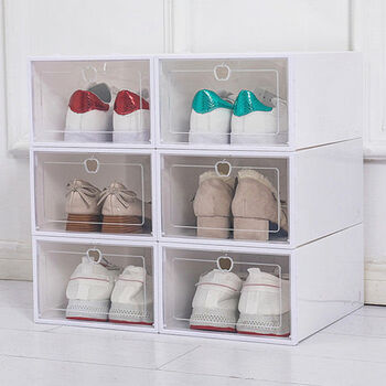 Buy 6 with 6 in total, 12 packs, transparent shoe box for men and women, drawer-type shoe box organizer, shoe box, women's flip-top white 3 pcs, 3 pcs in total, 6 pcs