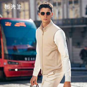 Mr. bu simple stand-up collar knitted vest for men 2025 winter new casual zipper pocket cardigan vest bt16936 soft yarn apricot l (175)