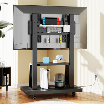 Kayqee tv mobile stand (32-100 inches) tv stand floor-standing mobile cart conference stand is suitable for tcl hisense skyworth changhong xiaomi and other tv stands 32-80 inches comes with perforated board storage/save space