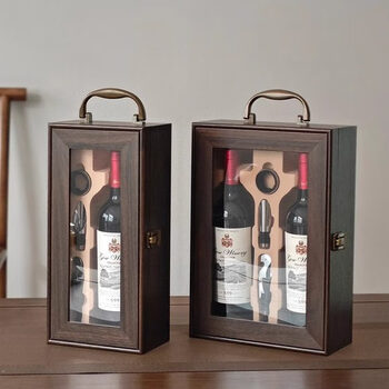 He jiagong lacquered walnut box red wine packaging universal gift box red wine box custom wine box single and double gift box window huanghuali double box with wine utensils - wine not included