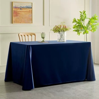 Yusen yi fresh small thickened tablecloth conference tablecloth custom rectangular hotel white high-end luxury senior long dark blue chinese brocade satin 140x200cm
