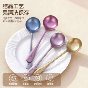 Worthbuy 999 pure titanium high-looking ins style long-handled light luxury spoon western food eating spoon restaurant home tableware iris blue
