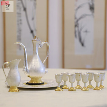 Zhaoran silverware pure silver 9999 phoenix wine set pure silver wine pitcher wine divider light luxury home chinese style pure silver phoenix wine set set (large wine divider) + certificate + gift box