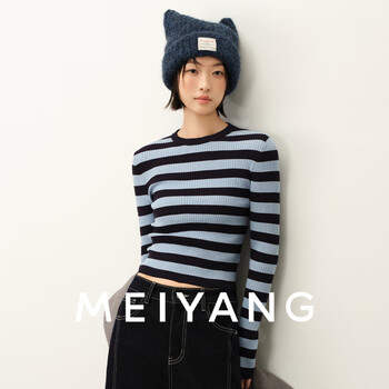 Meiyang two-color no. 2 bottoming shirt, covered yarn elastic knitted removable shoulder pads, round neck, slimming and slimming, winter new style, navy blue xl