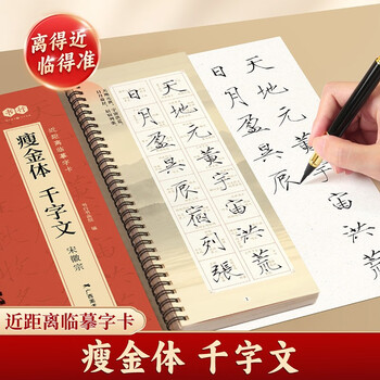 Close-up copying calligraphy card, classic calligraphy writing book for adults, enlargement of the original calligraphy writing card for beginners, soft pen calligraphy practice book, thousand-character calligraphy in thin gold style