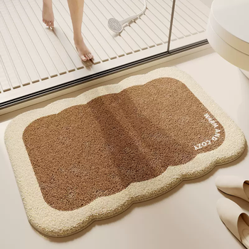 Yusenyi special-shaped carpet bathroom door non-slip imitation cashmere absorbent foot mat bathroom mat bathroom wet and dry separation cocoa coffee special-shaped (quickly absorbs water and dries when the foot is passed) 30x50cm (super mini size, please be careful)