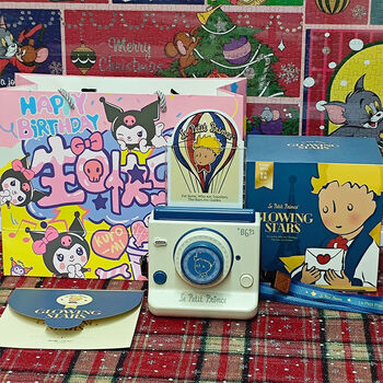 Maktoub little prince polaroid speaker birthday gift for boys and girls 520 valentine's day gift box set little prince polaroid camera speaker blue + large ice cream gift bag