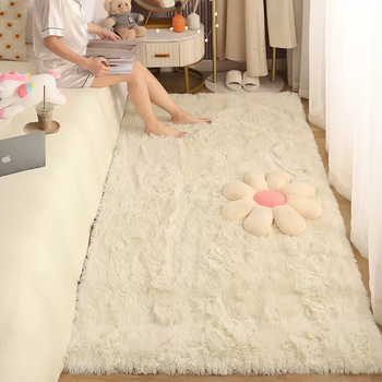 Yusenyi simple modern silk wool carpet thickened bedroom bedside carpet light luxury solid color sofa cushion bay window cushion off-white 40x120 cm (thickened and warm)