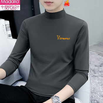 Modal pure cotton half turtleneck bottoming shirt men's long-sleeved t-shirt solid color mid-collar spring and autumn men's underwear t-shirt outer wear autumn clothes lh-ypc6187 charcoal gray l recommended 115-130 pounds