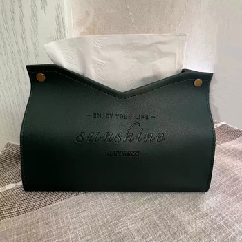 Yusenyi desktop paper box creative paper paper box bathroom household tissue box living room light luxury high-end napkin box dark green v-mouth style