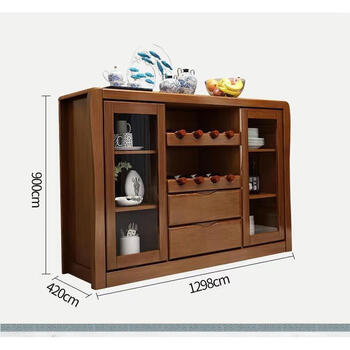 Fancychic solid wood sideboard multi-function wall wine cabinet modern living room dining room office tea cabinet storage rack storage cabinet 8511.3 meters walnut color double door