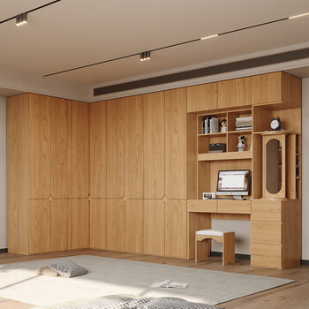 Yongsheng customized wardrobe oak solid wood wardrobe flat door home bedroom small apartment sliding door japanese solid wood color wardrobe oak color