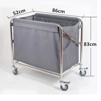 Folding linen cart hotel stainless steel collection trolley room entrance hotel property service cart room hygiene cleaning stainless steel folding cart gray