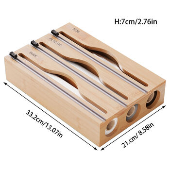 Sanqihu bamboo wood desktop wall-mounted cling film cutter three-in-one home kitchen multi-grid multi-layer knife bidirectional cutter 003 three-grid natural color